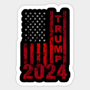 Patriotic Glowing American Flag Trump 2024 Sticker